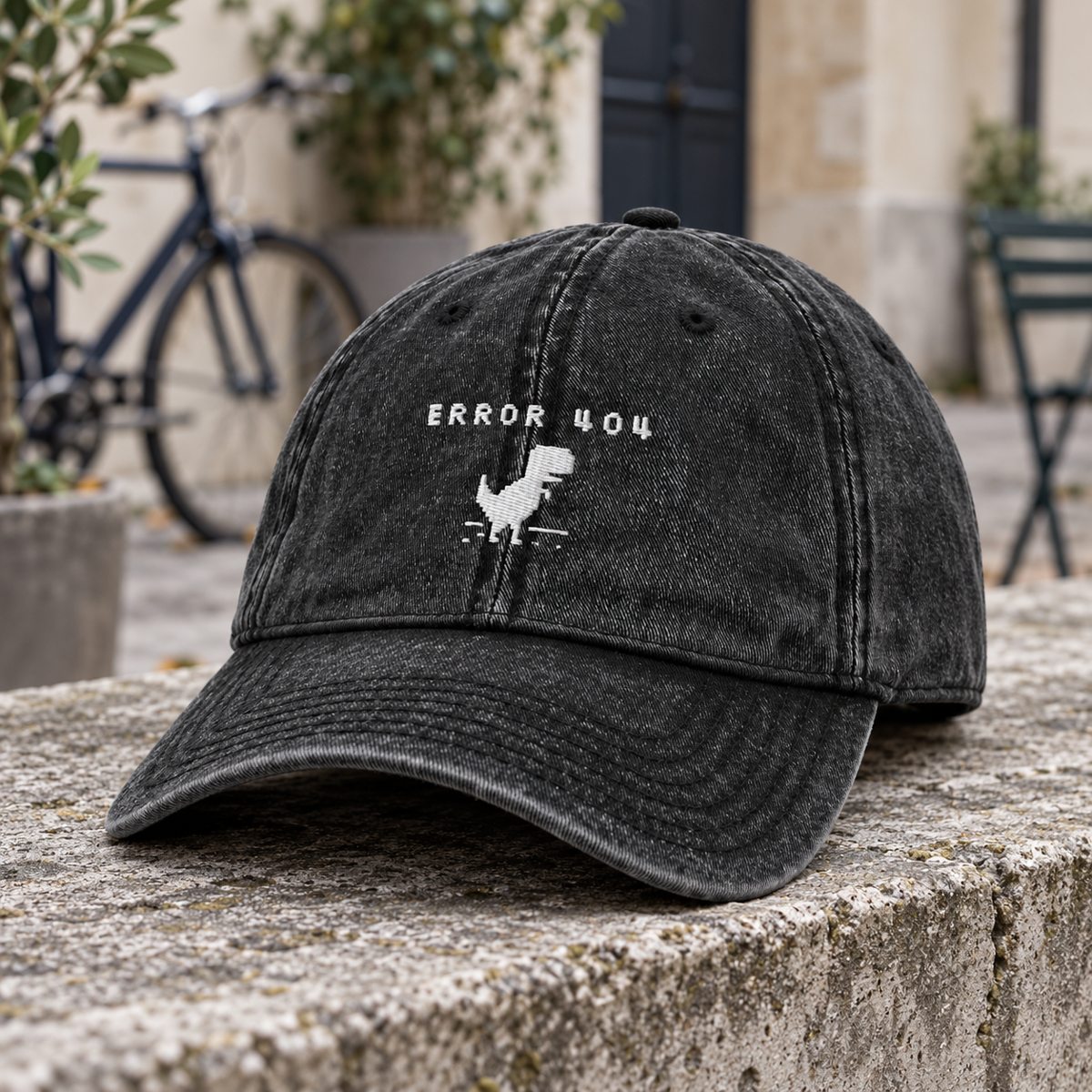 Vintage Cotton Twill Cap Error 404 — lifestyle mockup
